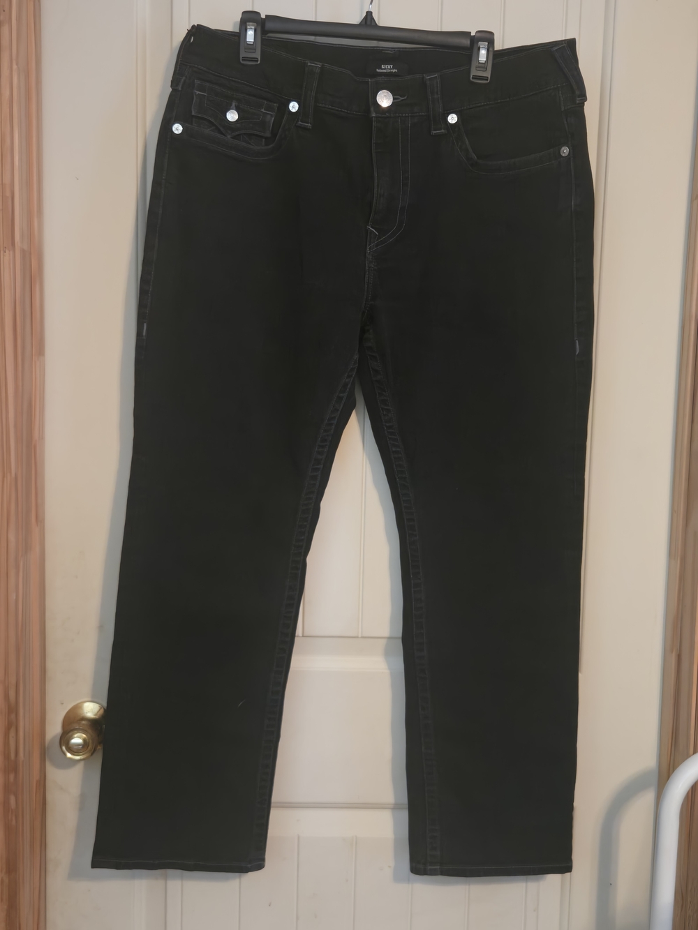 True Religion‎ Ricky Relaxed Straight Black Jeans Men's 36x30 #108288